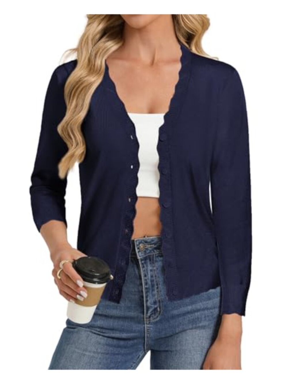 Women's Long Sleeve Cardigan Ruffle Slim Fit Knit Wool Blend Shrug